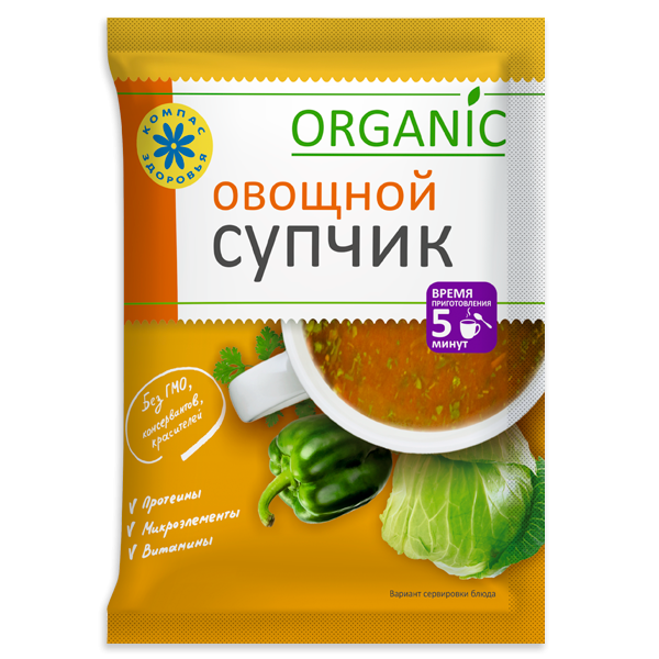 Суп-пюре "Овощной", 30 г, марка "Компас Здоровья"